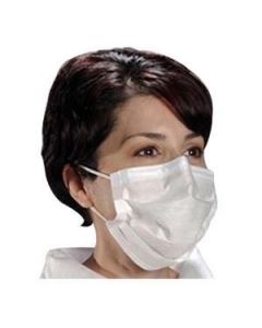 AlphaPro Cleanroom Earloop Face Mask, White, Size 7"