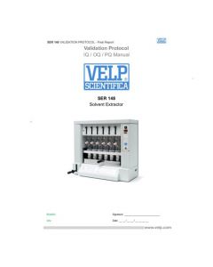Velp FOOD&FEED IQ/OQ/PQ  SER148 Manual - VELP-A00000073