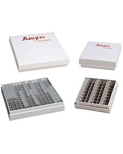 Antylia Argos PolarSafe® Cardboard Freezer Box, 3" x 3" x 1"; with 64-Place Divider for PCR Tubes