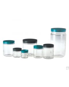 Qorpak 8oz (240ml) Clear Tall Straight Sided Jar With 58-400 Green Thermoset F217 & Ptfe Lined Cap
