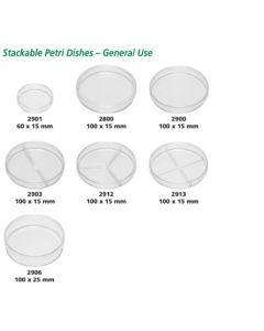 Kord-Valmark Polystyrene Petri Dishes, Stackable