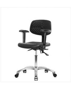 Neta ECOM Polyurethane Desk Height Chair - Chrome Base Arms Chrome Casters