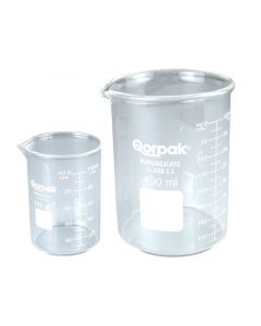 Qorpak 100ml Low Form Beaker with White Graduation Marks, Qorpak Logo; QOR-278413