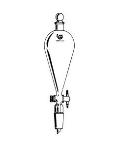 Squibb Sep. Funnel; Glass Stppr/PTFE Plug w/Drip Tip